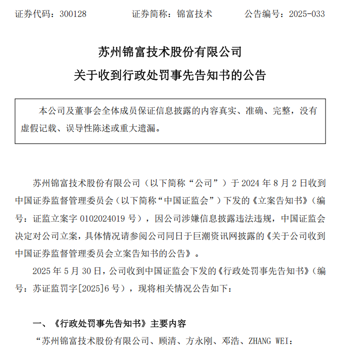 财务造假！300128，罚！